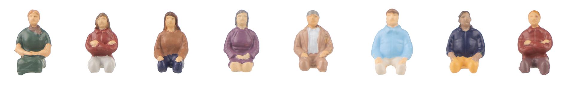 Faller H0 - 151685 - Set van 8 Zittende Figuren - Zonder Benen