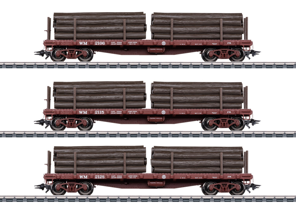 Märklin 45600 - Set of 3x Flat Cars "US Flat Cars" for Shay Locomotive