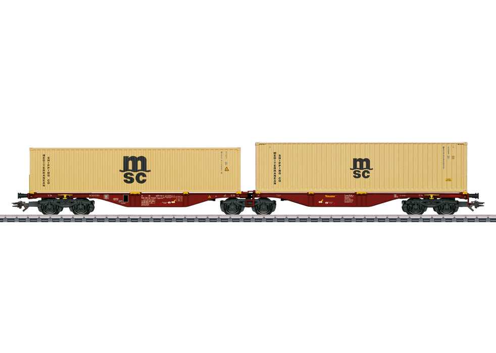 Märklin 47816 - Dubbele Containerdraagwagen Sggrss 80 - MSC