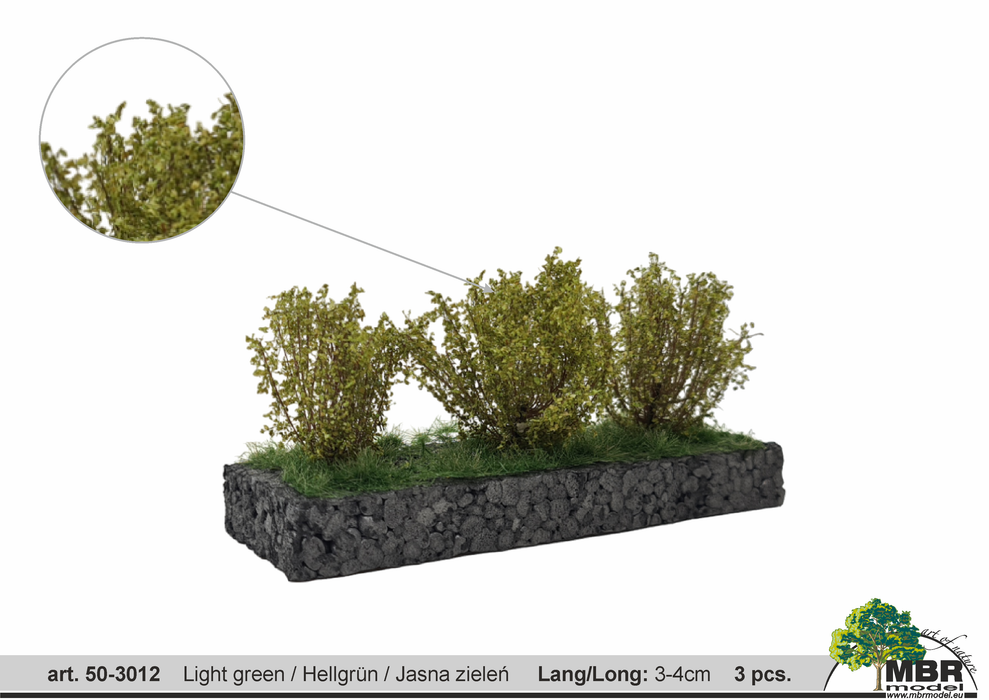 MBR 50-3012 - Lichtgroene Struiken - 3-4cm - 3 Stuks