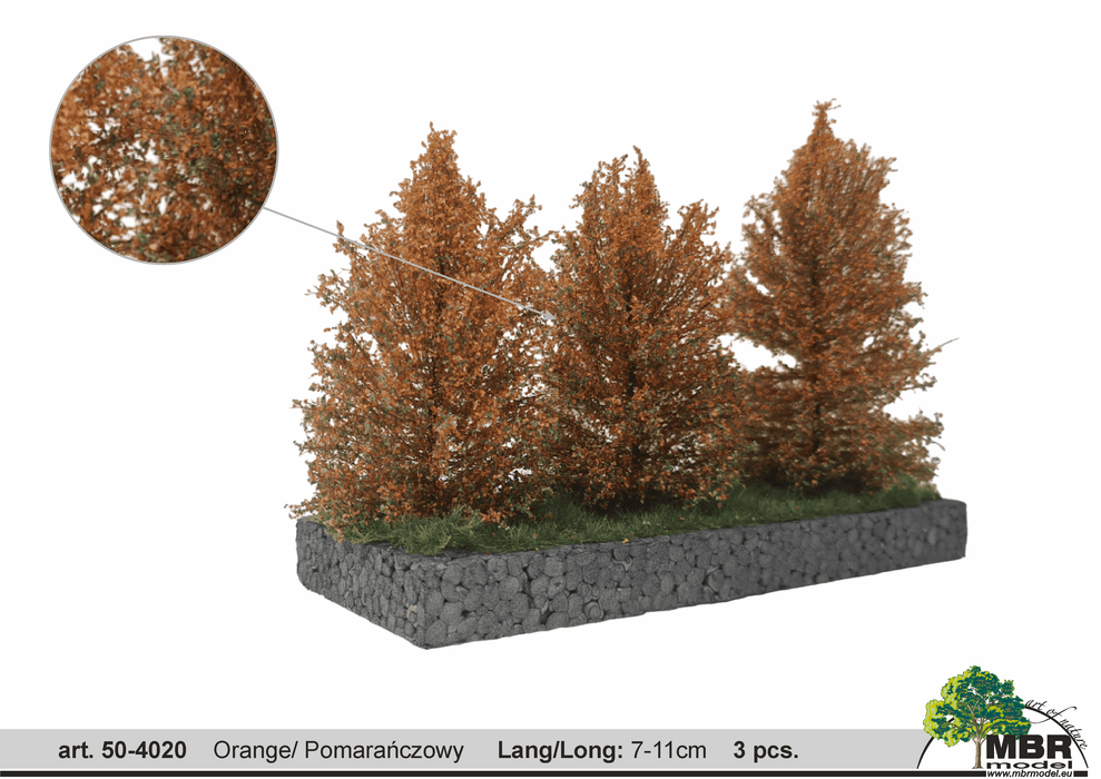 MBR 50-4020 - Tall Orange Bushes - 7-11cm - Pack of 3