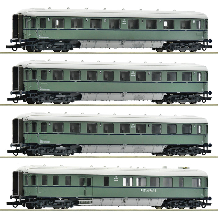Roco 6200049 – 4-delige set NS Plan D rijtuigen (tijdperk III, turquoise)
