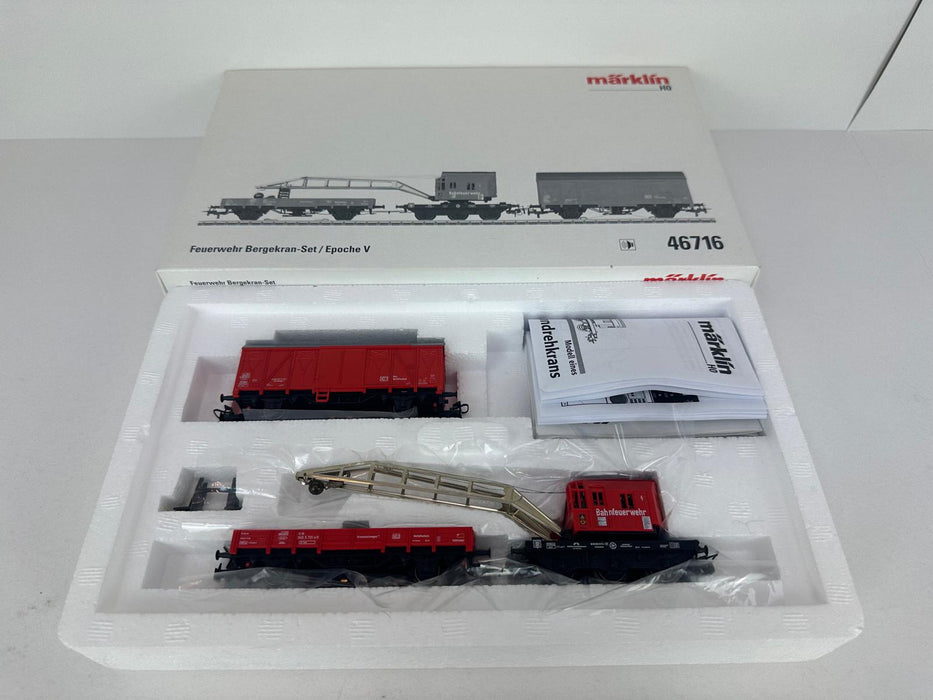 Märklin 46716 – Digital Fire Brigade "Krupp-Ardelt 10t" Mountain Crane Set – DB AG