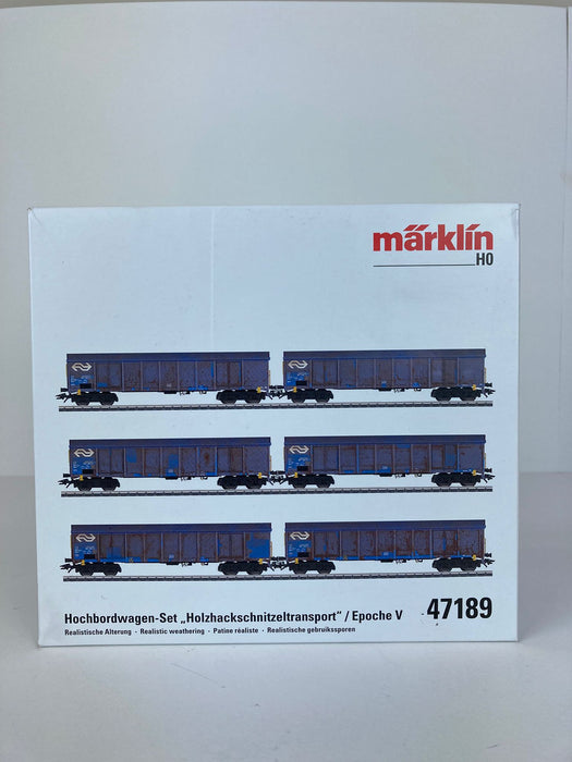Märklin 47189 – NS Güterwagenset „Hackschnitzeltransport“ – Gealtert – 6x Wagen