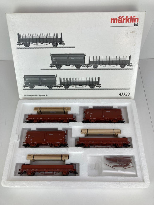 Märklin 47733 - Set mit 5 Güterwagen - Rungen/Schiebedach - Schweden (SJ)