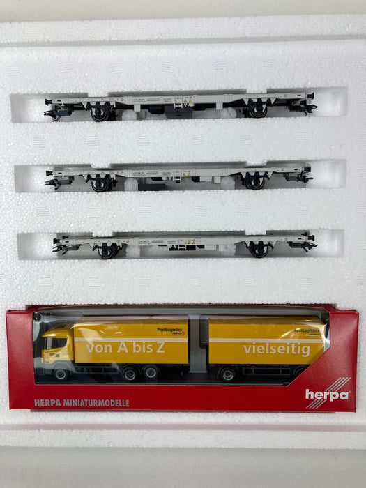 Märklin 47731 (Herpa 152198) - Schweizer Postset - Waggons und LKW