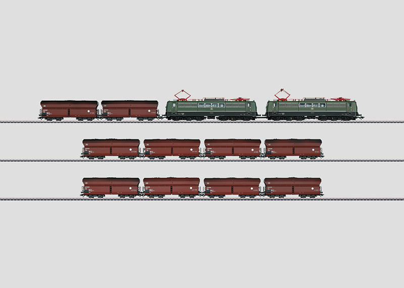 Märklin 26593 - 12-Delige Treinset - DB BR 151 in Dubbeltractie + Zelflossers