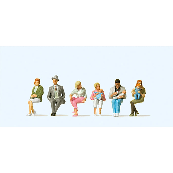 Preiser H0 - 10332 - Set van 6 Zittende Figuren met Baby's