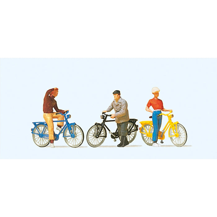 Preiser H0 - 10515 - 3 x Staande Fietsers