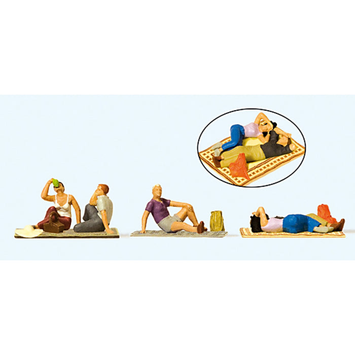 Preiser H0 - 10618 - Set van 5 Figuren Rustend op Kleed