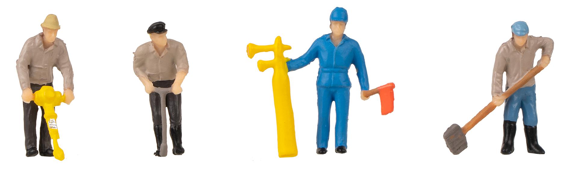 Faller H0 - 180238 - Set van 4 Figuren - Spoorweg Werkers (Sound)