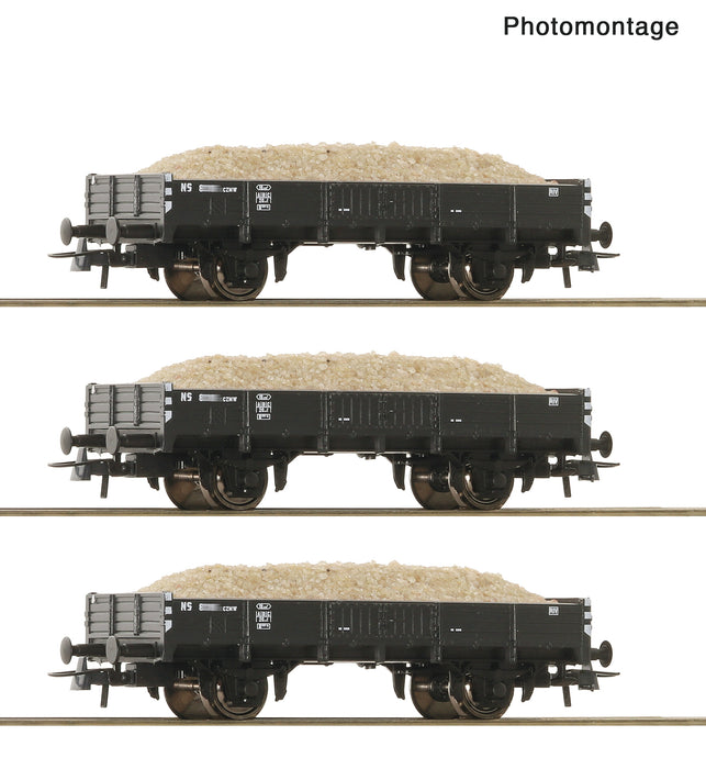 Roco 6600259 – 3-delige set - Bakwagons met Zandlading - NS - III