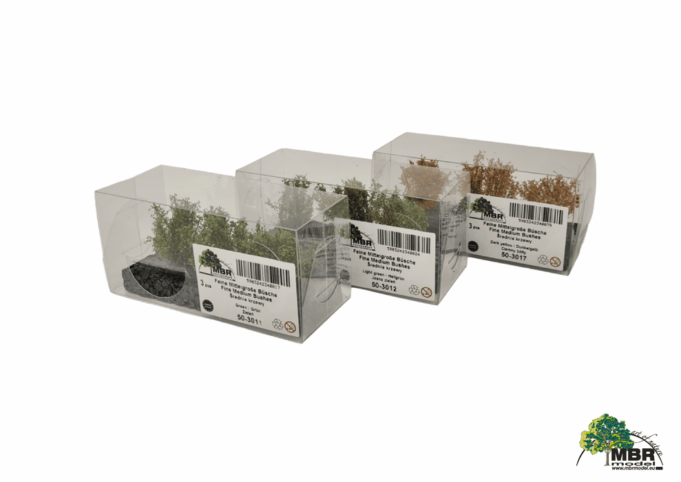 MBR 50-3015 - Struiken Groen met Wit - 3-4cm - 3 Stuks