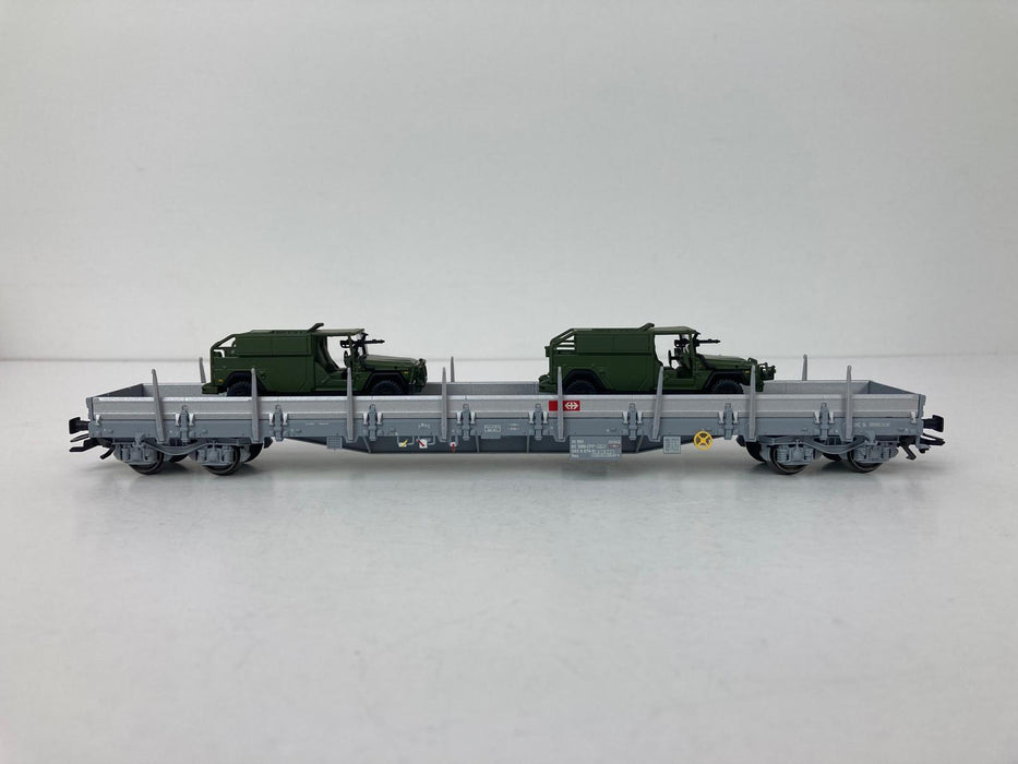 Märklin 47068 - Low-sided wagon Res with cars - Swiss Army