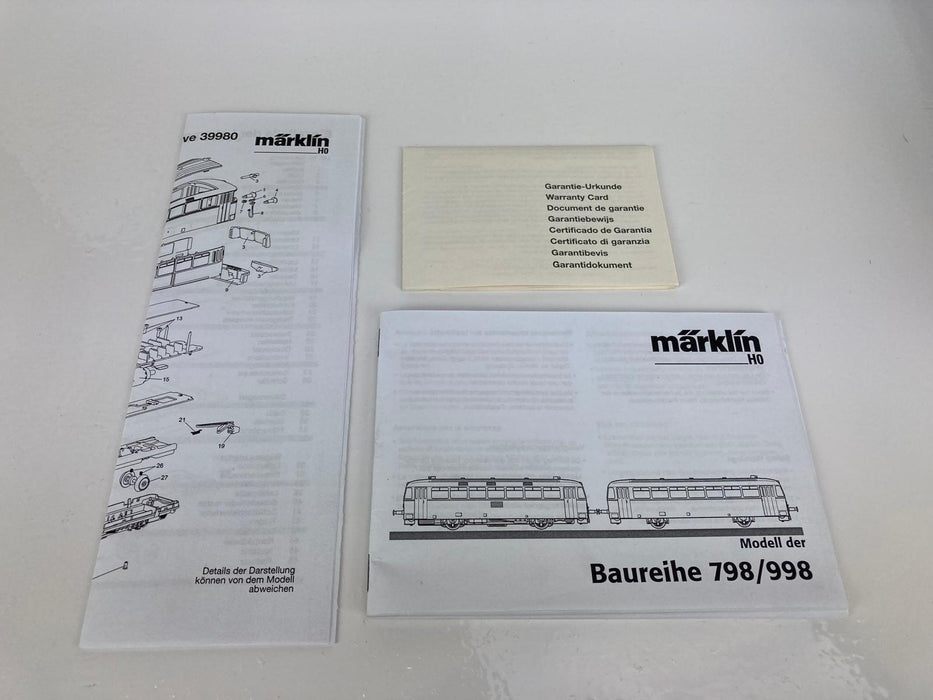 Märklin 39980 - Railbus met Stuurstandrijtuig - DB BR 798 + 998