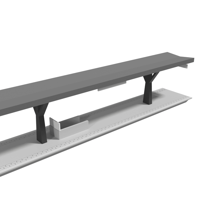 H0 - Märklin C-Rails - Modulair Station - V-Dak - 302mm (Faller Afmeting)