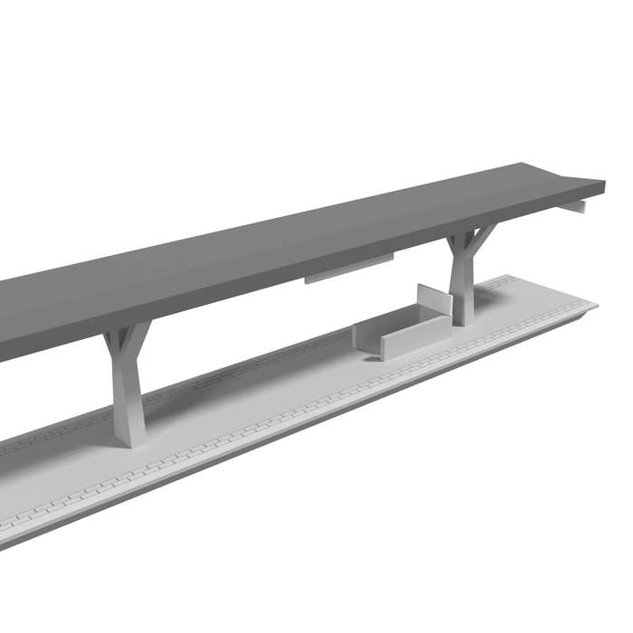 H0 - Märklin C-Rails - Modulair Station - V-Dak - 302mm (Faller Afmeting)