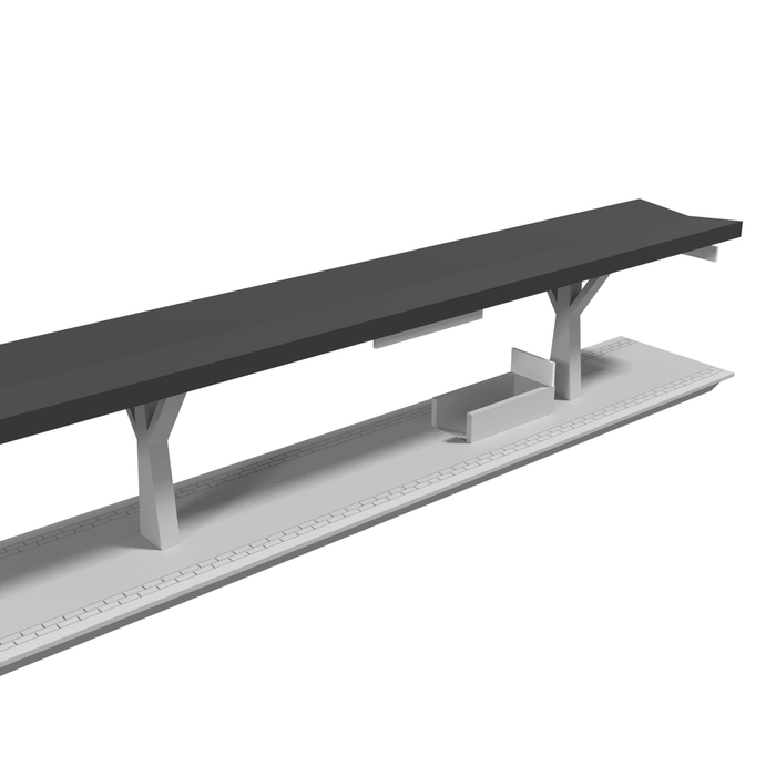 H0 - Märklin C-Rails - Modulair Station - V-Dak - 302mm (Faller Afmeting)