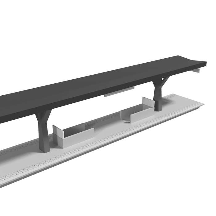 H0 - Märklin C-Rails - Modulair Station - V-Dak - 302mm (Faller Afmeting)