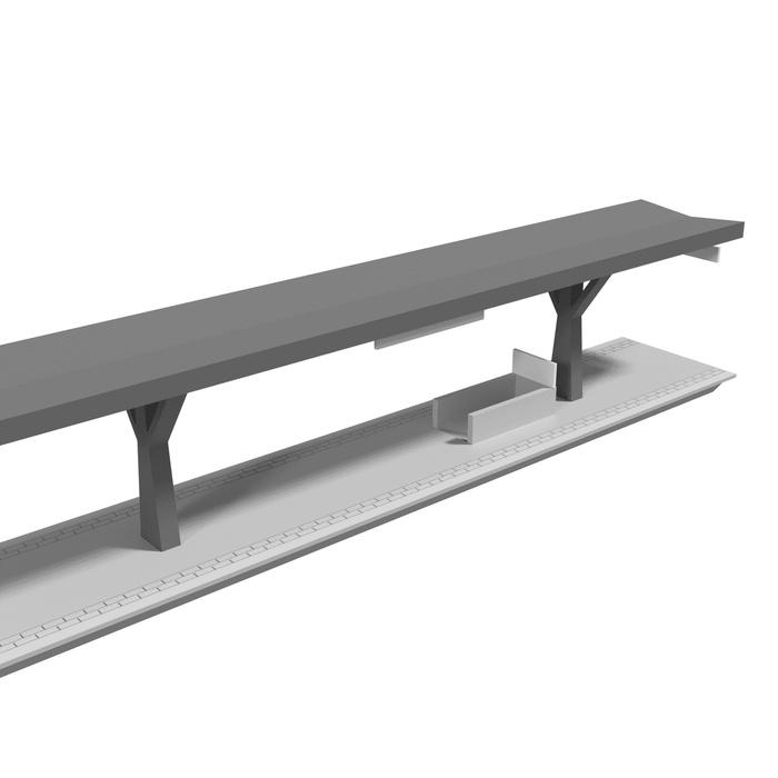 H0 - Märklin C-Rails - Modulair Station - V-Dak - 302mm (Faller Afmeting)