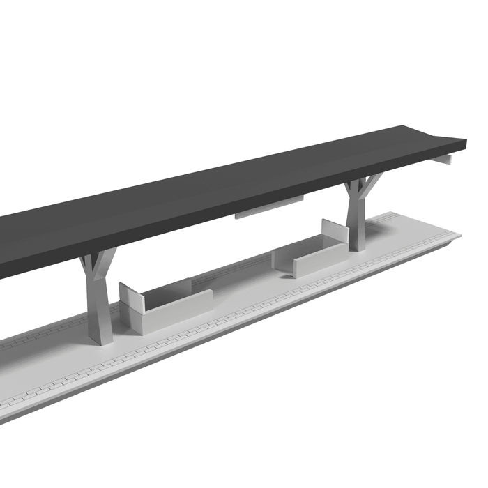 H0 - Märklin C-Rails - Modulair Station - V-Dak - 302mm (Faller Afmeting)