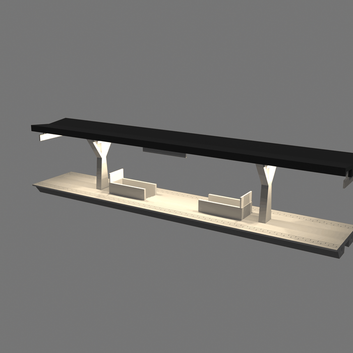 H0 - Märklin C-Rails - Modulair Station - V-Dak - 302mm (Faller Afmeting)