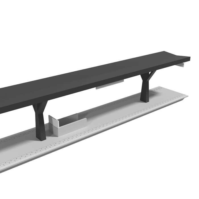 H0 - Märklin C-Rails - Modulair Station - V-Dak - 302mm (Faller Afmeting)