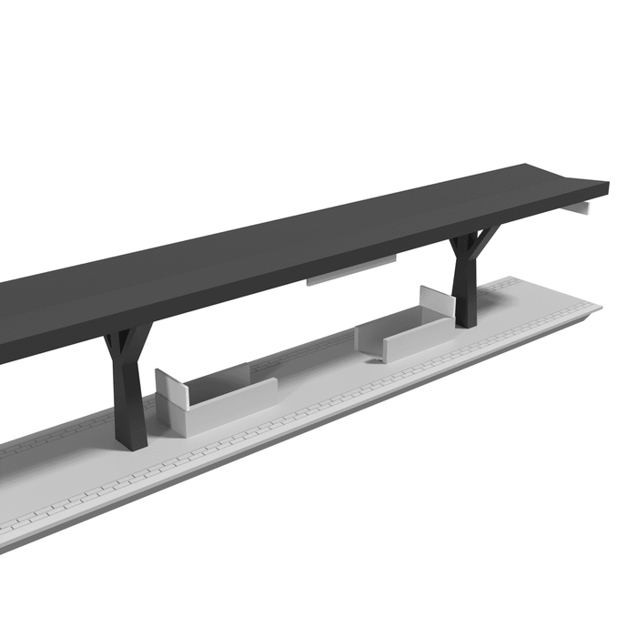 H0 - Märklin C-Rails - Modulair Station - V-Dak - 302mm (Faller Afmeting)