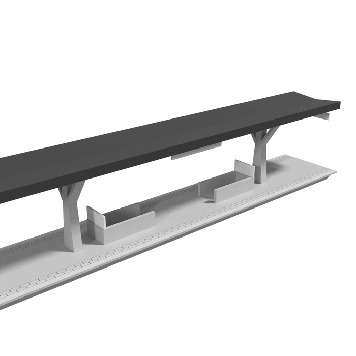 H0 - Märklin C-Rails - Modulair Station - V-Dak - 302mm (Faller Afmeting)