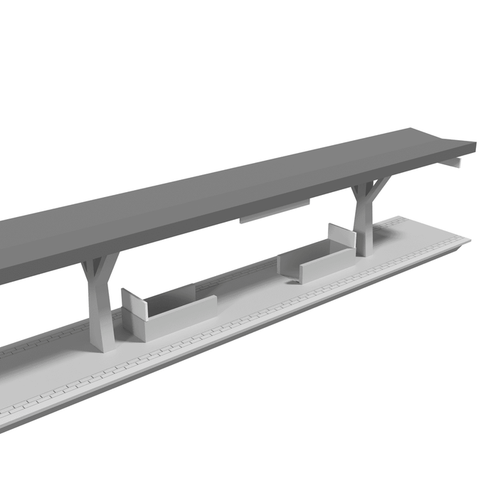 H0 - Märklin C-Rails - Modulair Station - V-Dak - 302mm (Faller Afmeting)