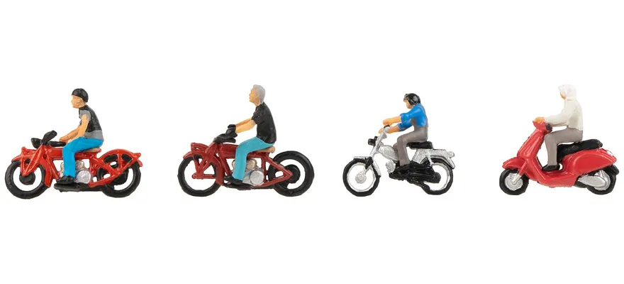 Faller H0 - 151699 - Set van 4 Motor- en Brommer Rijders