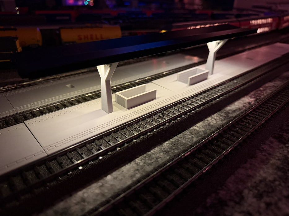 H0 - Märklin C-Rails - Modulair Station - V-Dak - 302mm (Faller Afmeting)