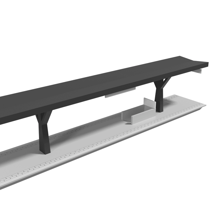 H0 - Märklin C-Rails - Modulair Station - V-Dak - 302mm (Faller Afmeting)