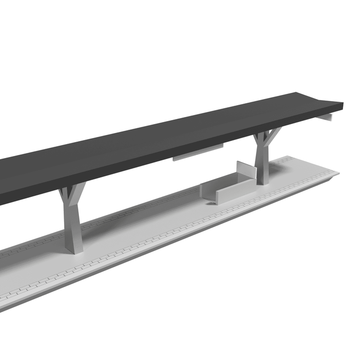 H0 - Märklin C-Rails - Modulair Station - V-Dak - 302mm (Faller Afmeting)