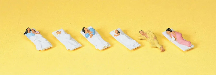 Preiser H0 - 10300 - Set van 6x Slapende Reizigers