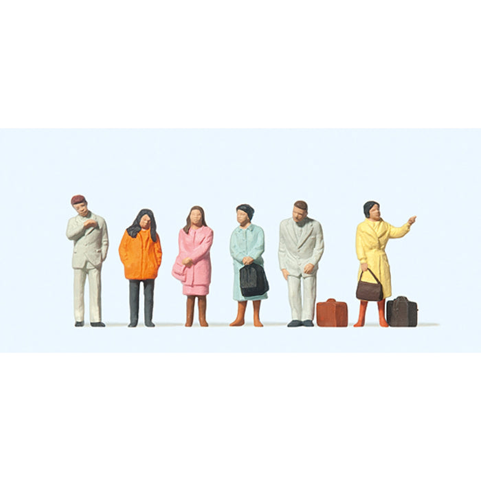 Preiser H0 - 14121 - Set van 6 Wachtende Reizigers